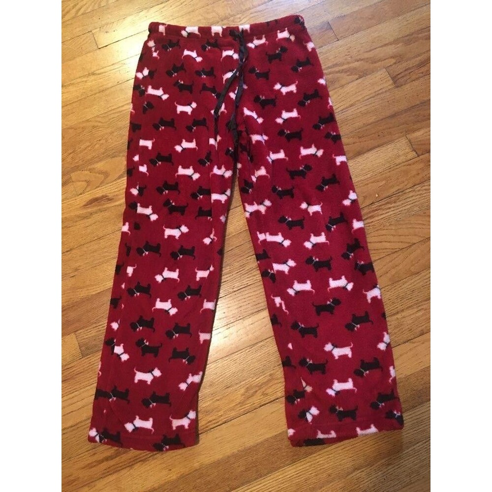 Women's Red Medium Scottie/Westie Dog pattern  Fleece Pajama  Pants